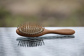 Wooden hair brush with wooden pegs