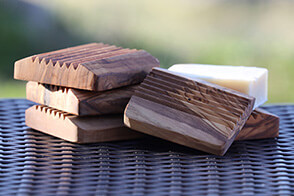 Olive Wood Soap Dish Square Ridged